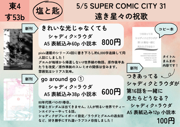 【5/5 スパコミ 遠き星々の祝歌 お品書き】
