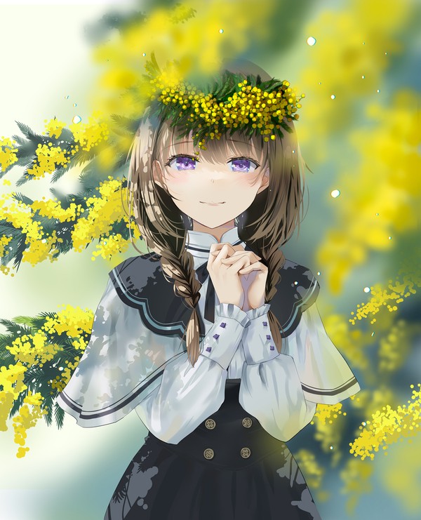 ミモザの花かんむり