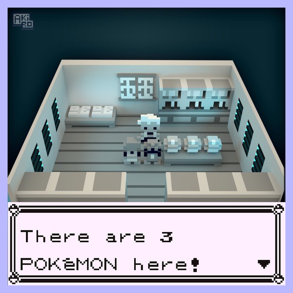 Pokemon Oaks Lab Voxel Pixel Art