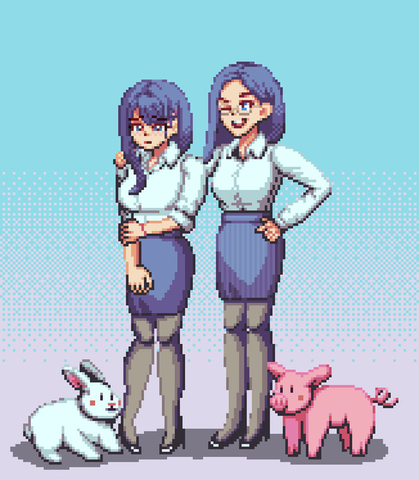 ドット絵ダテちゃんと後輩ちゃん