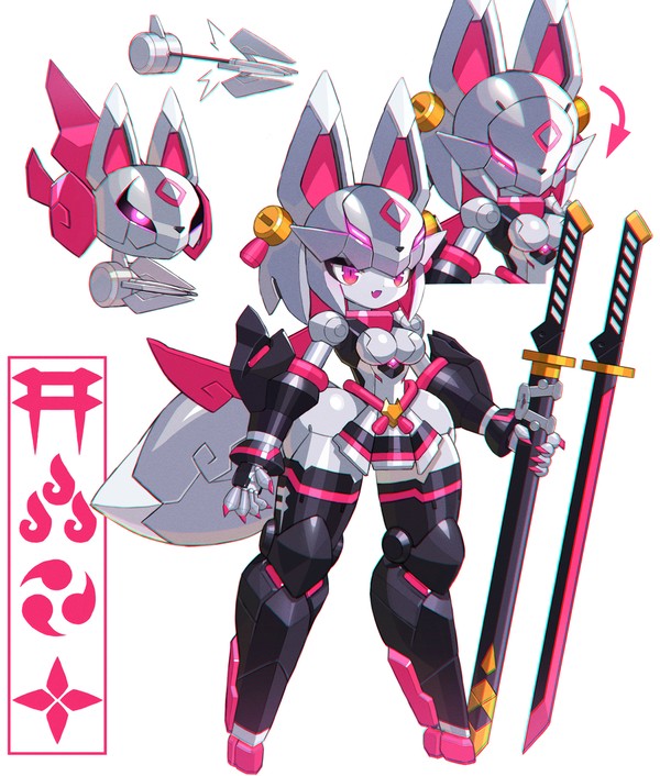 狐型忍者ロボ娘「ショロ」＆狐火型サポートメカ「デンパチ」