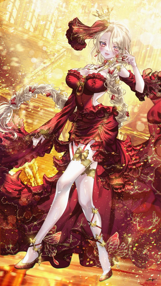 「ガーターベルト❌真紅ドレス」