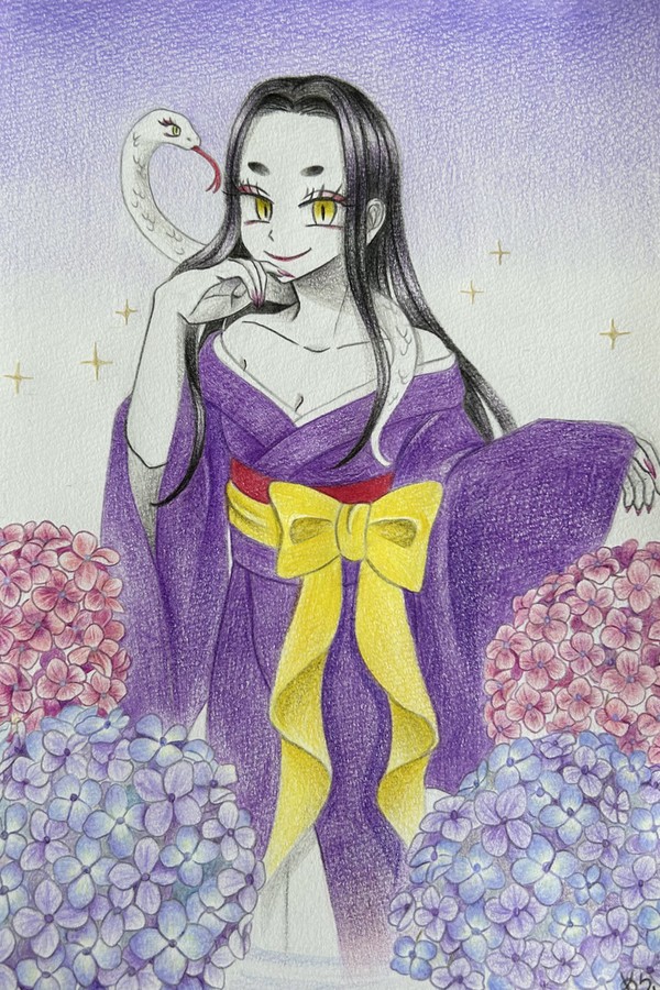 蛇ちゃんと紫陽花