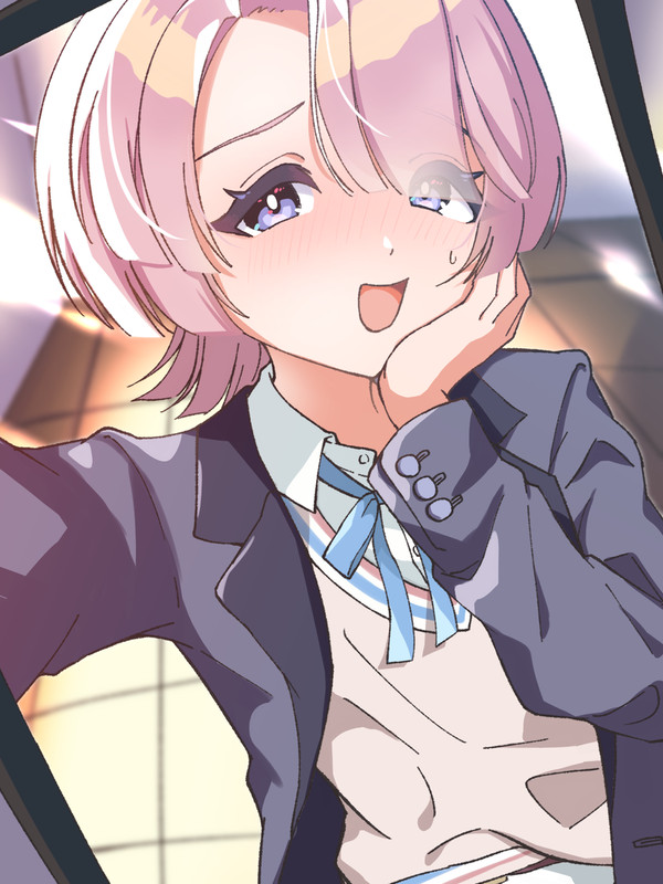 「可愛いポーズ…こう…かな？」
