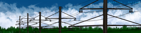 Clouds and poles with wires