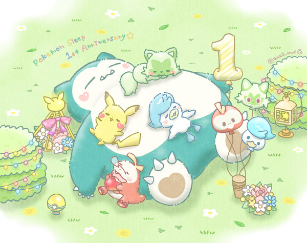 ポケスリ1周年おめでとう🌙🍃🎈