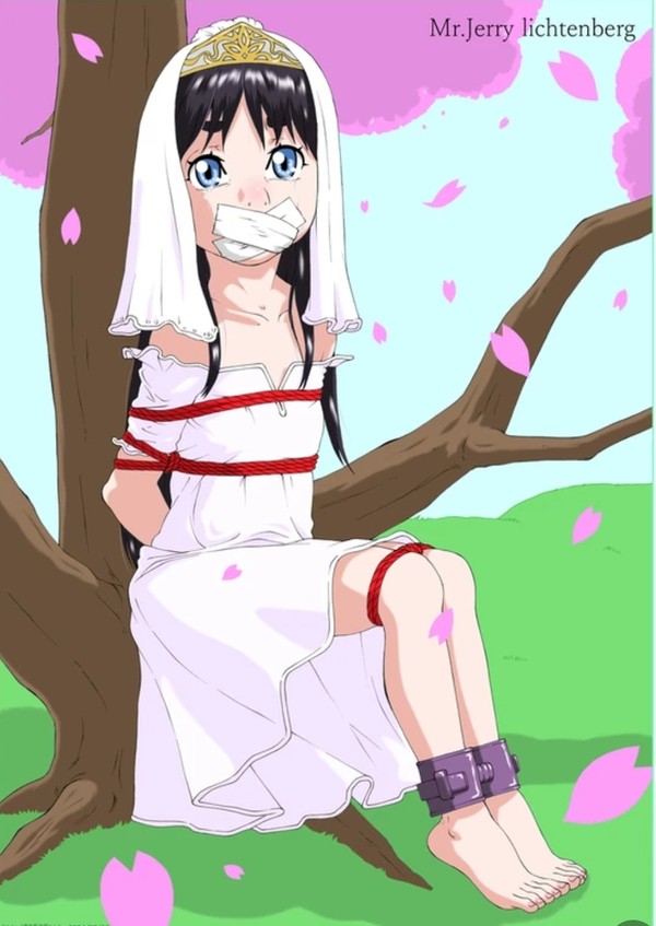 林原光老师插画约稿第一则:无声哭泣—落英缤纷中的幼女婚纱照