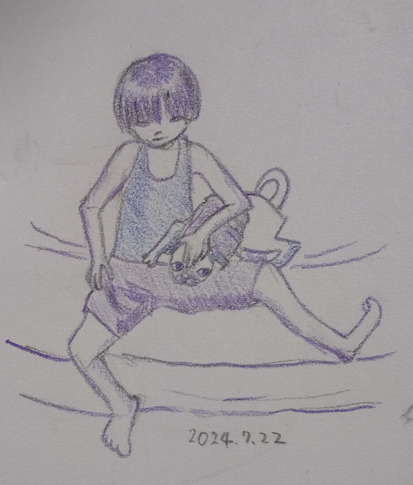タンクトップと犬