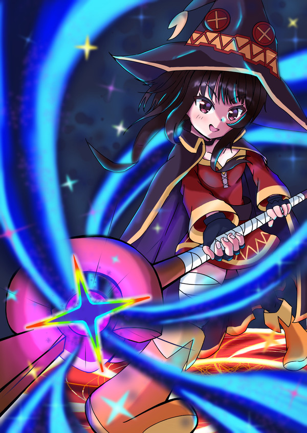 爆裂魔法を放つめぐみんん