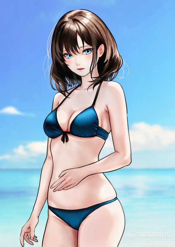 青い水着