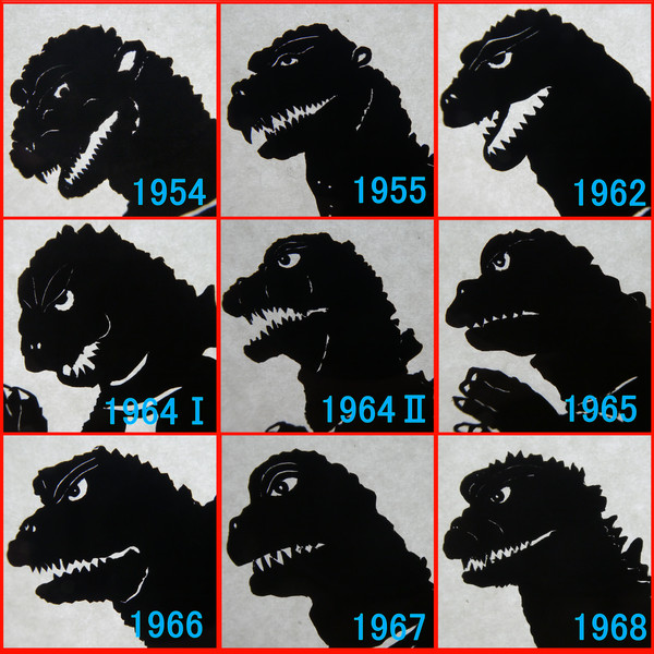 歴代ゴジラの切り絵……昭和ゴジラ前半(初代~総進撃)