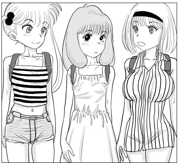私服姿の少女M、少女K、少女N　byおやつ　様