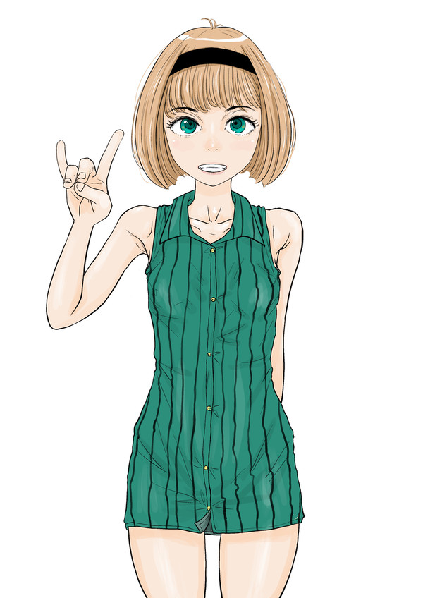ピースをする少女M　byおやつ　様