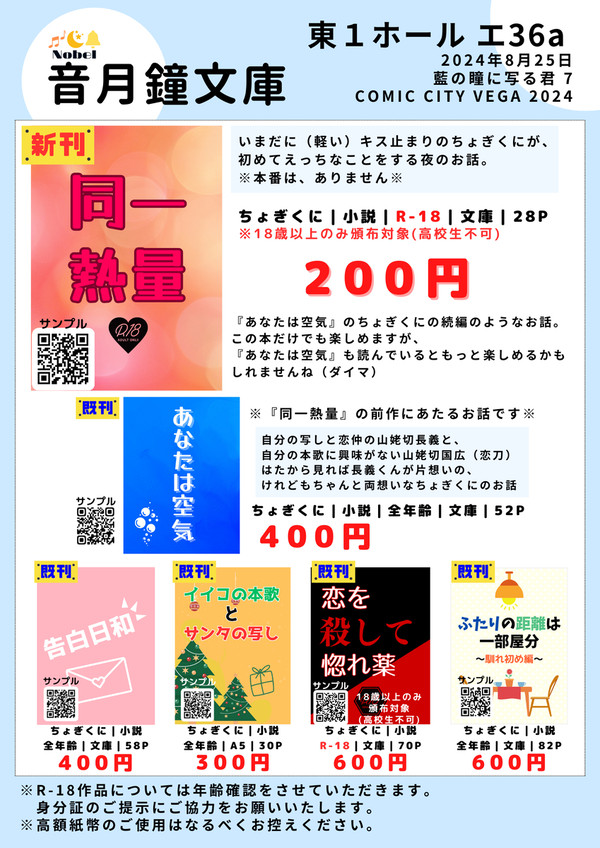 【24/8/25:藍の瞳に写る君 7】お品書き