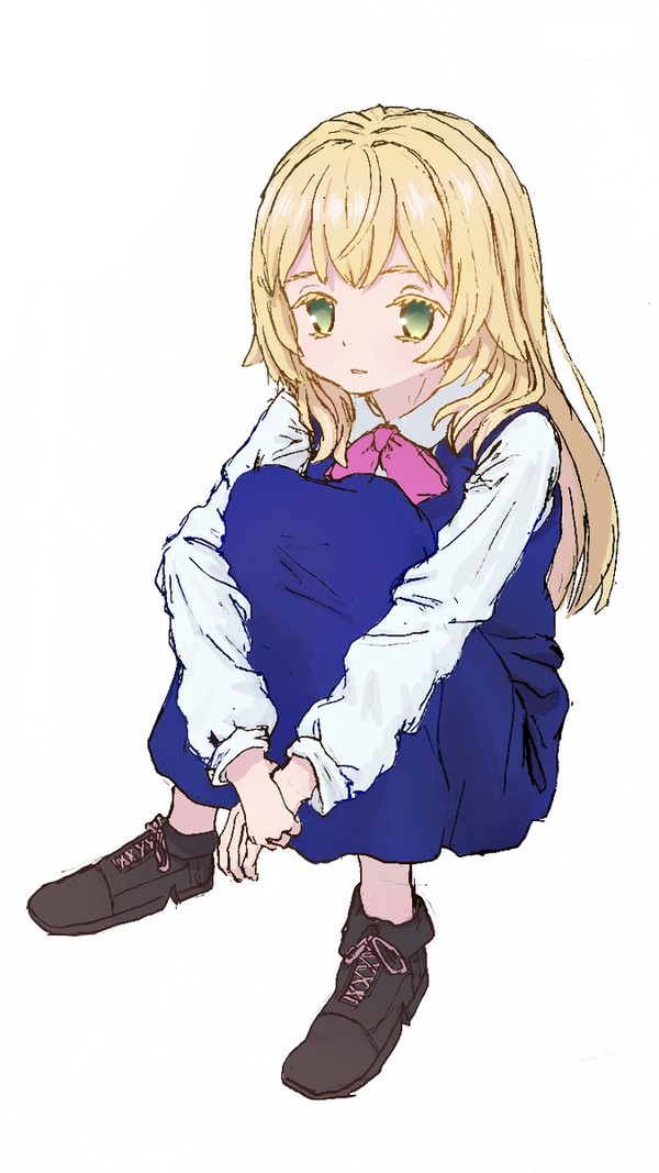 座る女の子のらくがき
