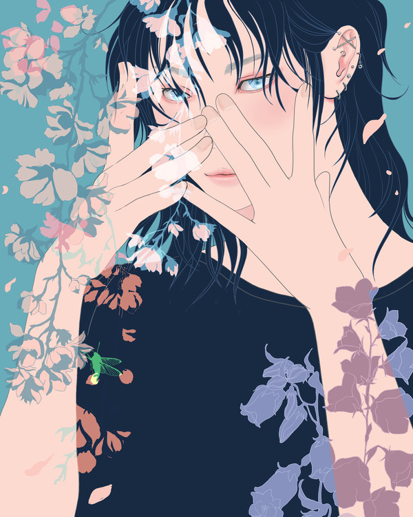 花ぶくピアス男子