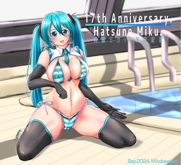 例のプールでマイクロビキニミクさん【初音ミク17周年】