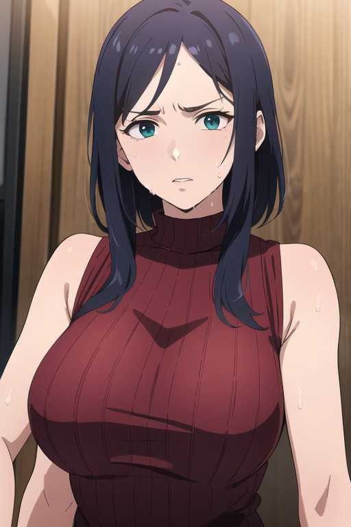 赤いセーターのお姉さん