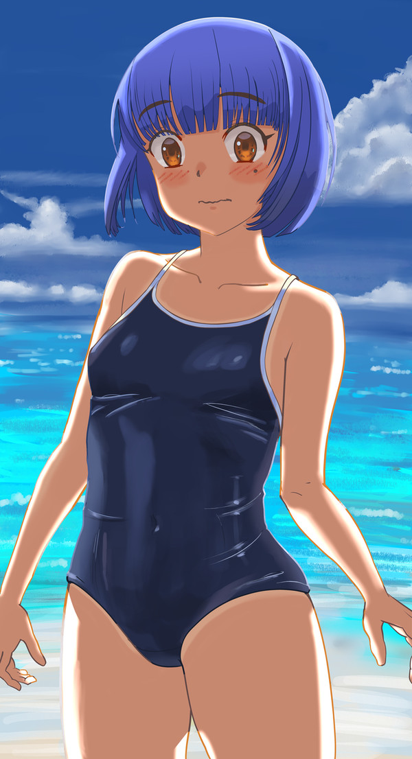 海とスクール水着