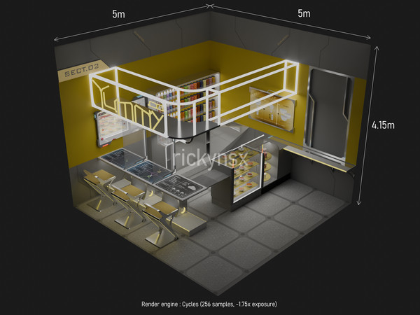 sci-fi mini restaurant 3D assets