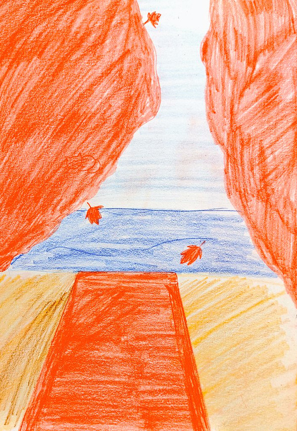 紅葉から覗く海