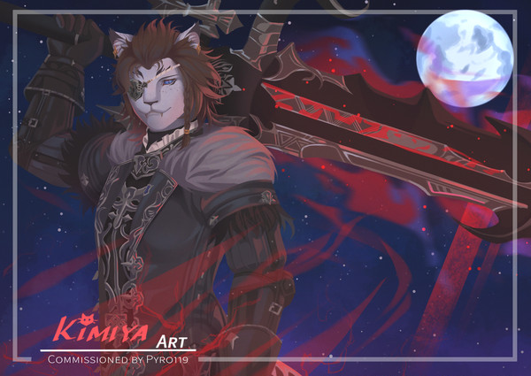 FFXIV-Knight under a moonlit sky