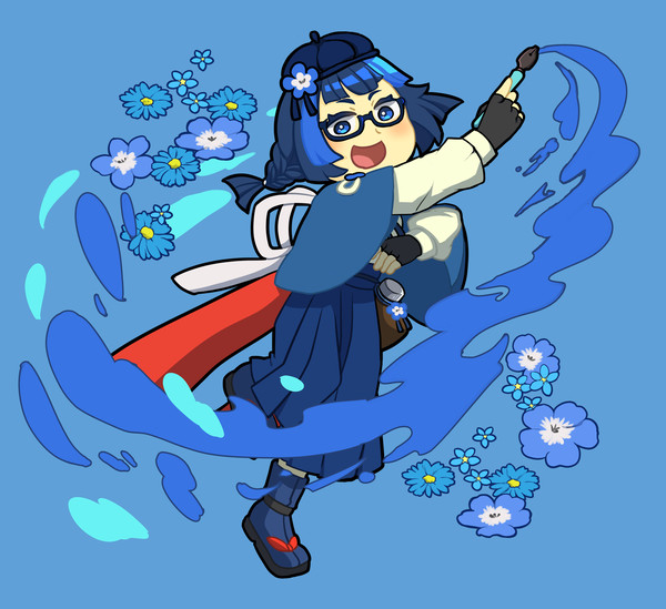 青色のレトロ魔術絵師