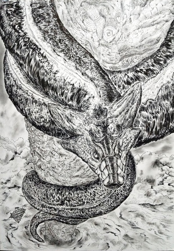 塔蛇　線画