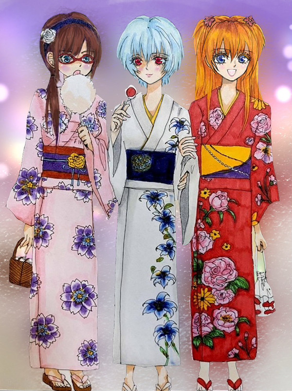 エヴァ三人娘浴衣夏祭り！