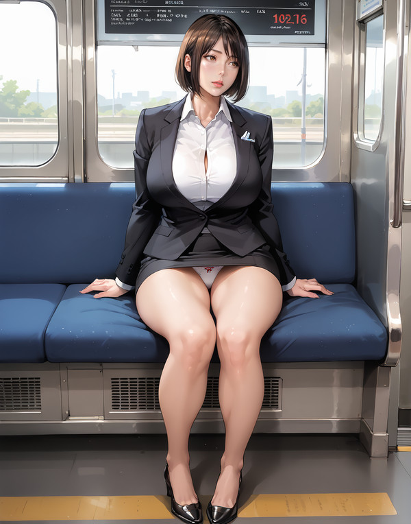 電車でパンチラするOL集