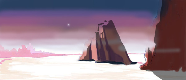明けの明星と海岸