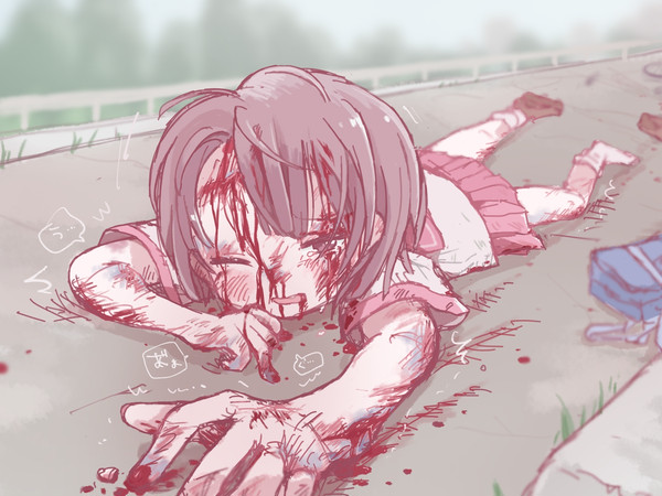 自転車で大転倒しちゃった女の子