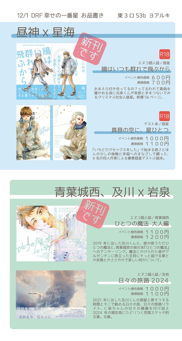 【12/1 DRF2024 幸せの一番星】お品書き