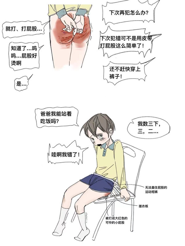 在餐桌上被打光屁股的小男孩（三）