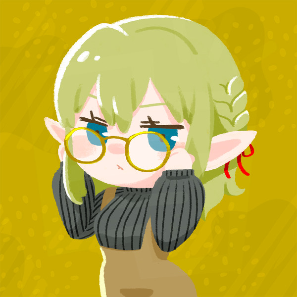 秋色メガネリューさん（セミロングのすがた）