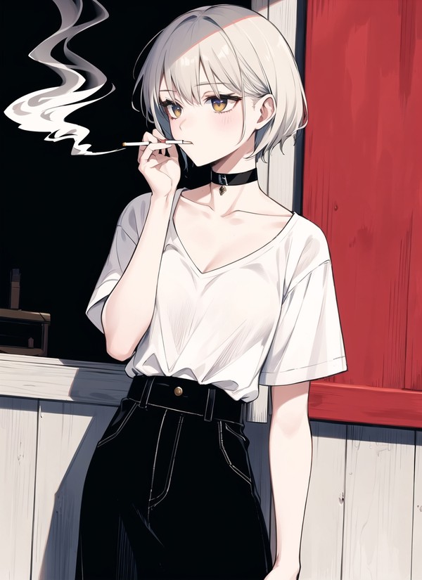 ボーイッシュでタバコ吸ってる女子