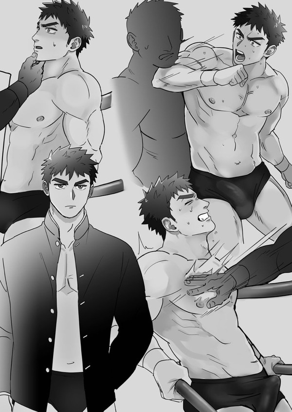 (イラスト もんもち様)筋肉ムチムチ現役DKプロレスラー!