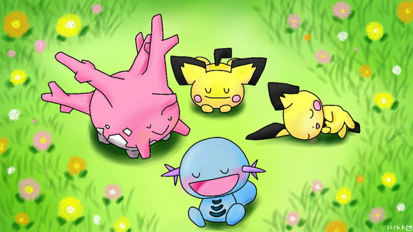 ウパーとサニーゴとピチューとピチュー(？)