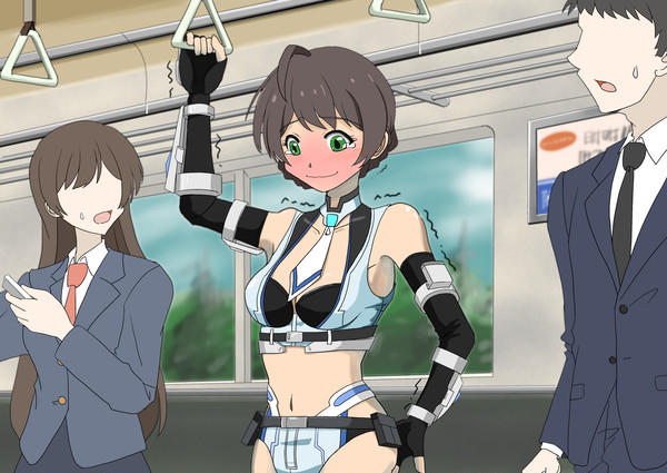 アーマーが脱げないまま帰宅するカオリ