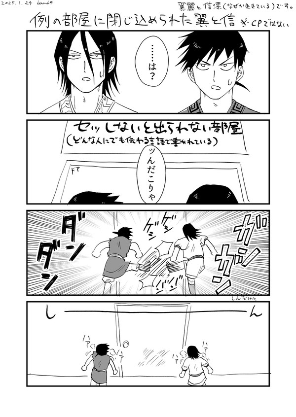 例の部屋に閉じ込められた翼と信(CP要素なし)