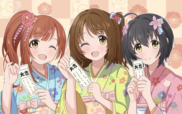お正月ピンクチェックスクール