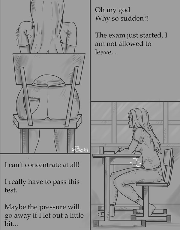 Messy accident during exam