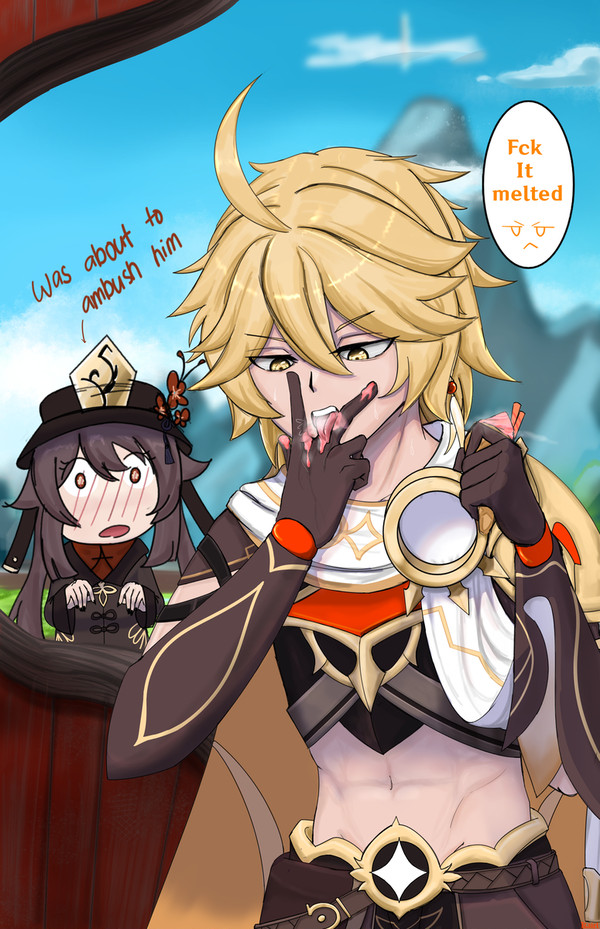 Aether eating ice cream normally