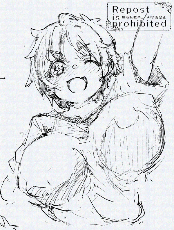 ボーイッシュ巨乳幼馴染 設定画ラフ
