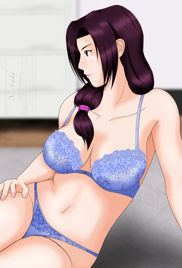 【R18】オフィスレディさん(ルーズサイドテール)の下着姿と裸