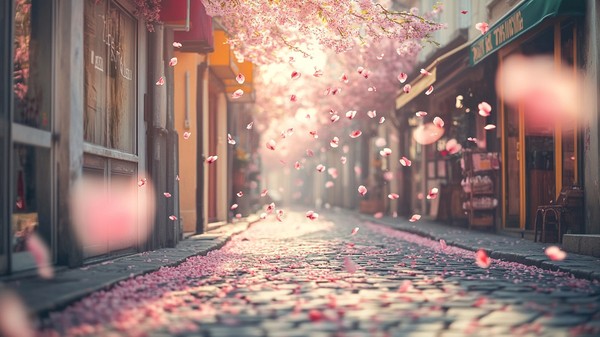 Cherry Blossom Alley Backgrounds
