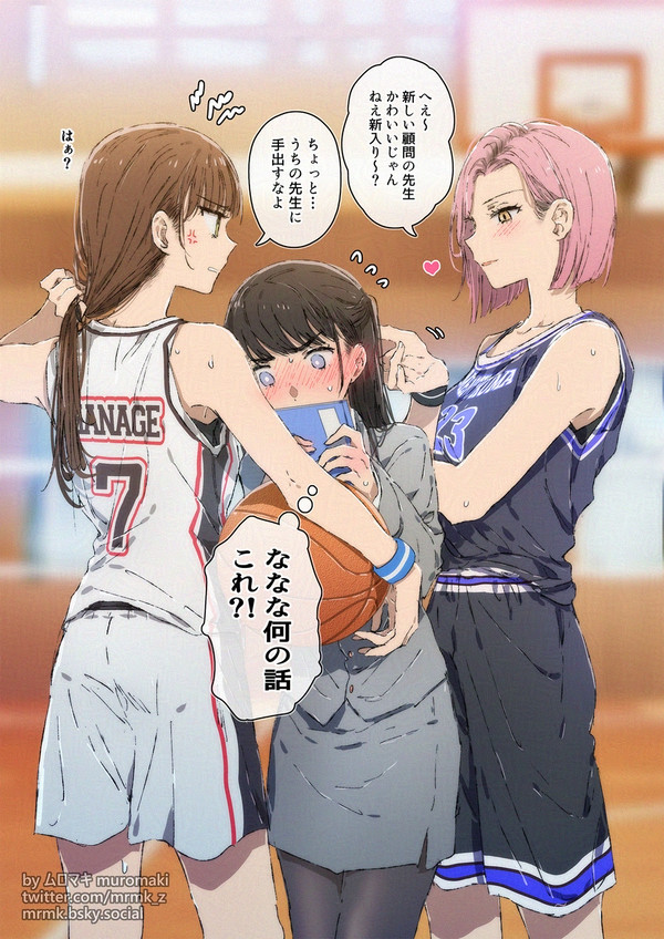 副顧問の先生とバスケ部のキャプテンたち