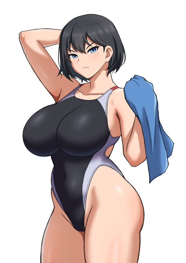 競泳水着の泣きぼくろお姉さん