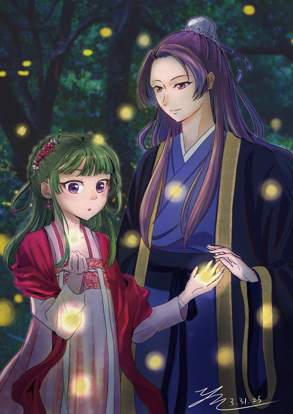 猫猫と壬氏と蛍の夜