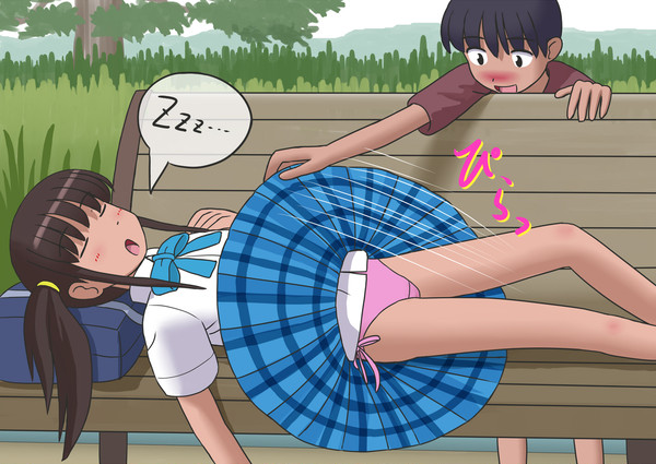 パンツ丸出しでベンチで眠っている人!?